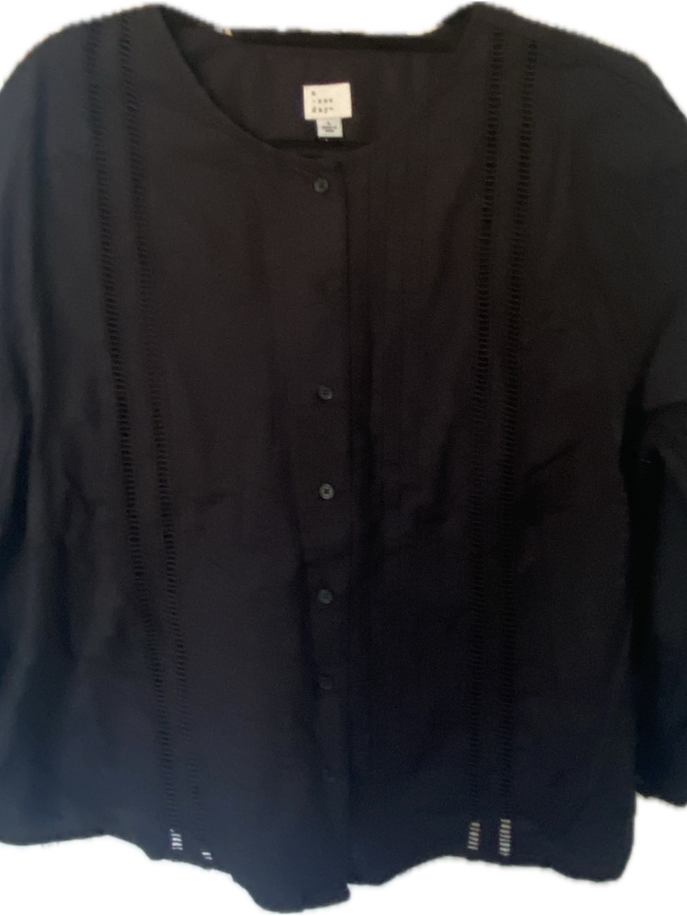 Black Lightweight Button-Front Shirt blouse
